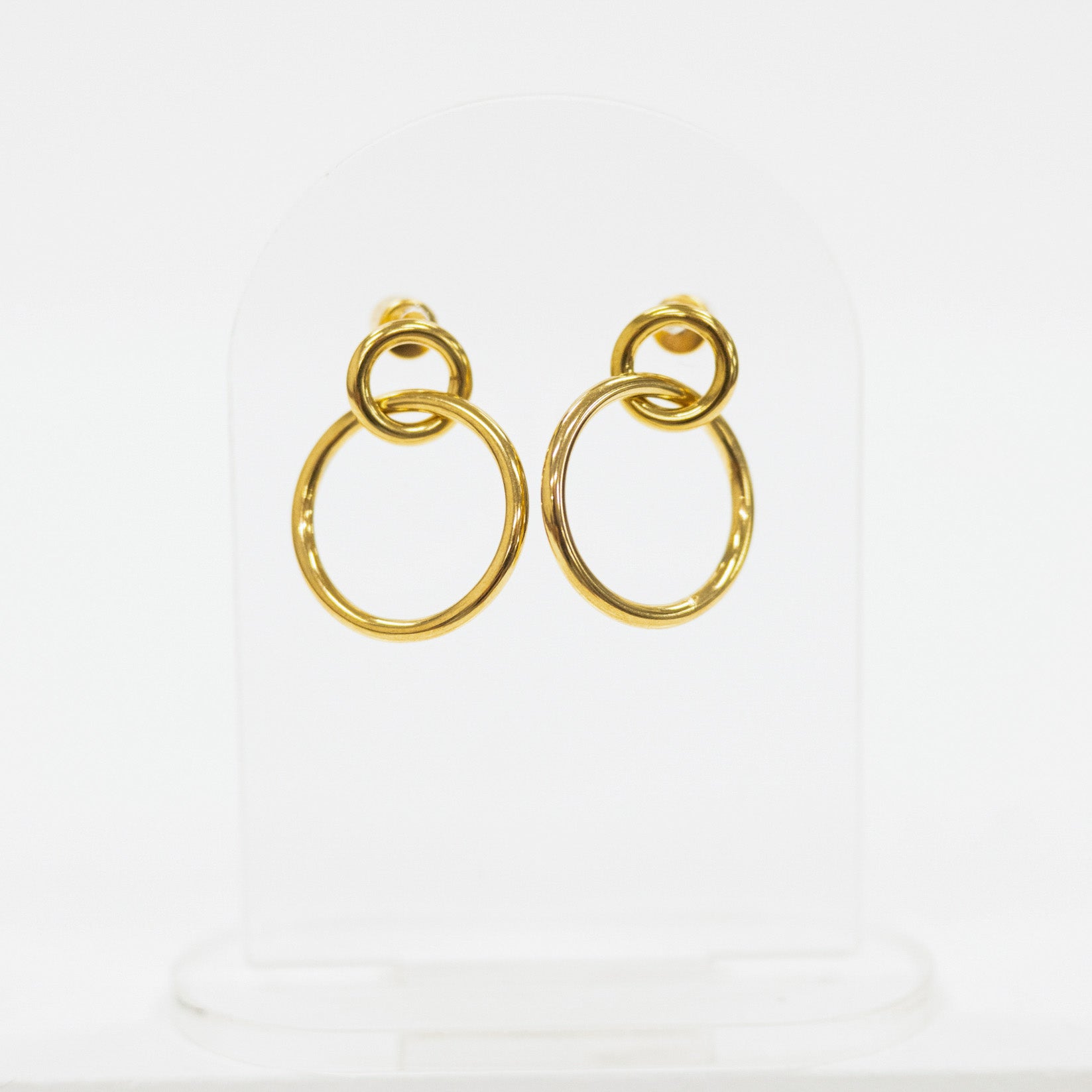 Double hoop earrings on a white background.