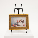 bowl of apples vintage artwork framed in gold frame