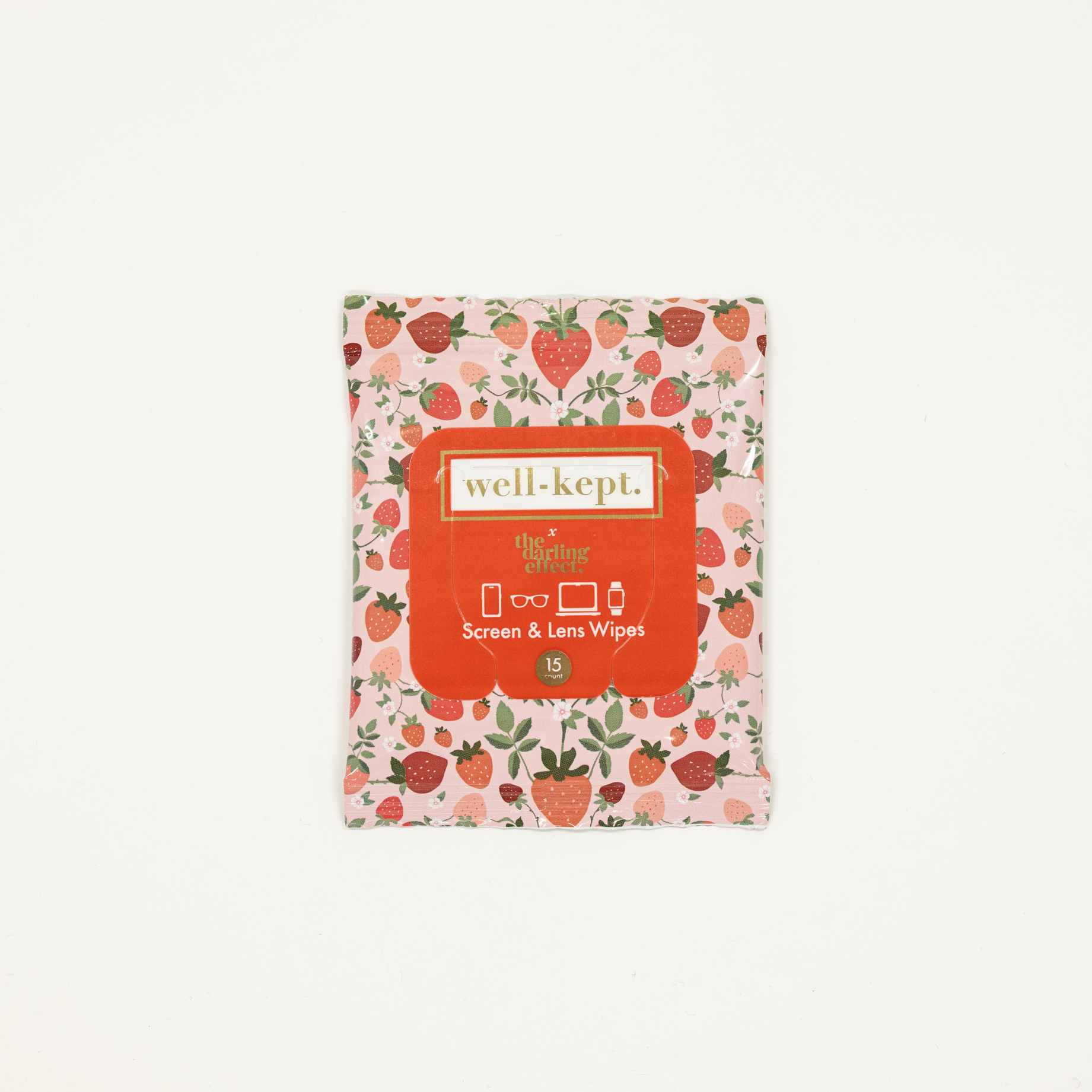 well kept screen wipes with strawberry print