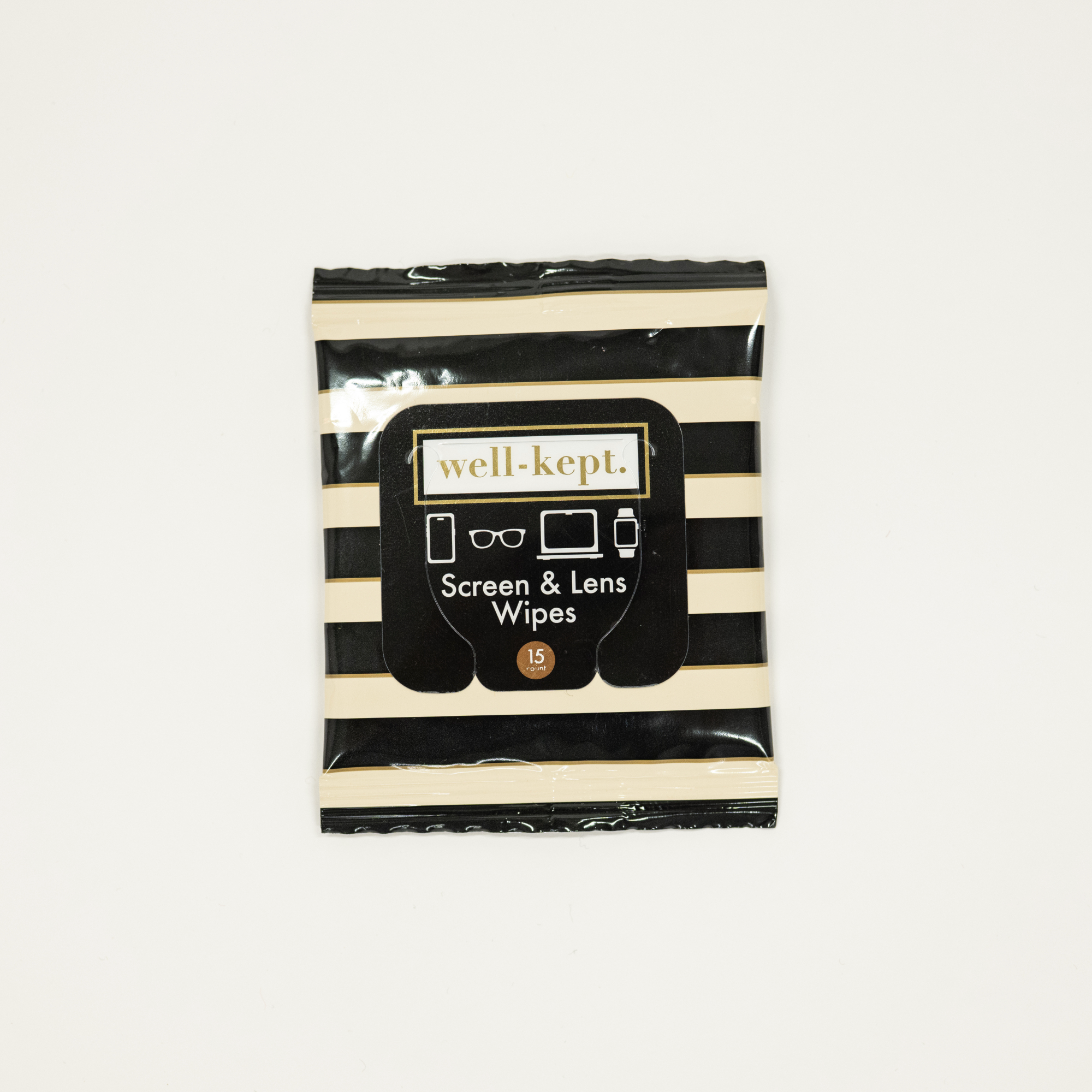 black white striped pattern for well kept lens screen cleaning wipes