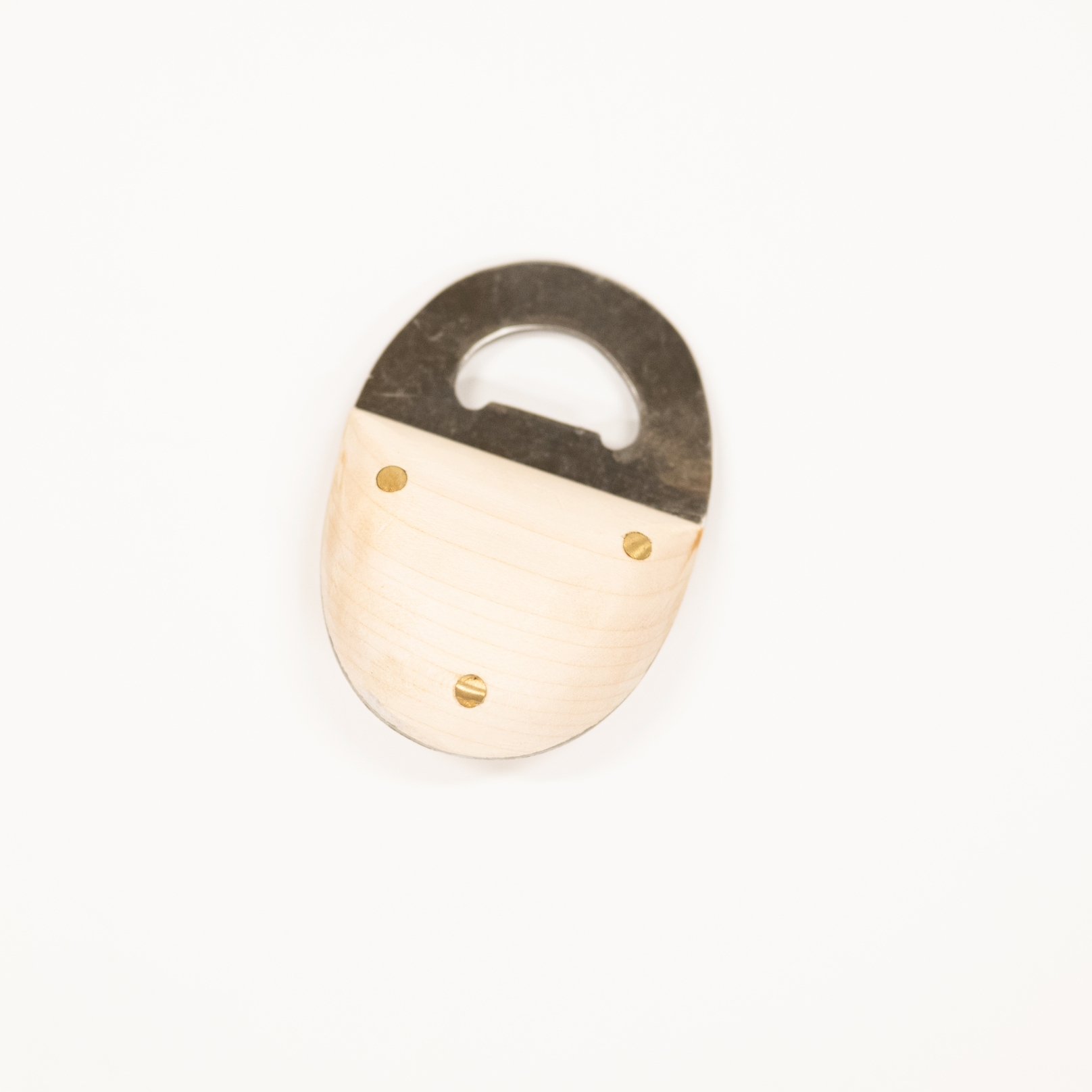 maple wood and stainless steel bottle opener