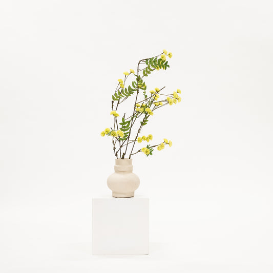 whispy yellow globe bud on fall faux floral stem
