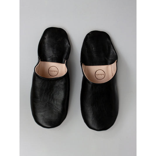 Moroccan Babouche Slippers, Black