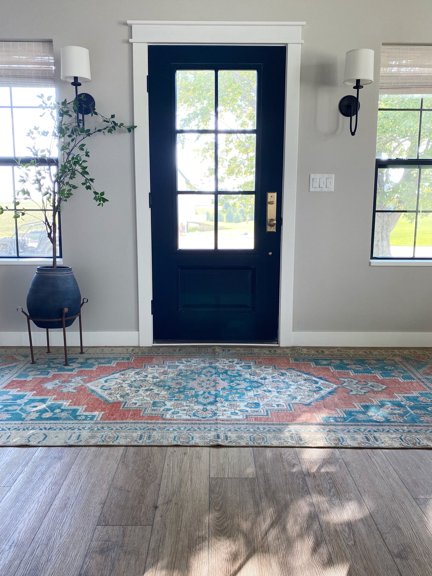 Vintage Blue + Coral Turkish Rug