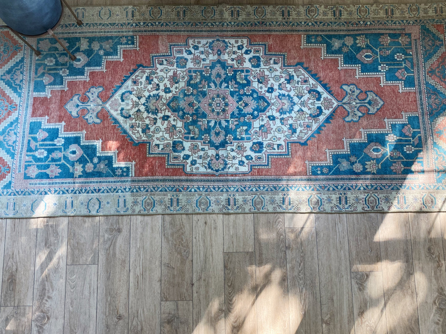 Vintage Blue + Coral Turkish Rug