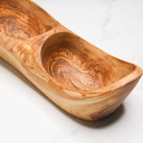 Divided Rustic Olive Wood Bowl